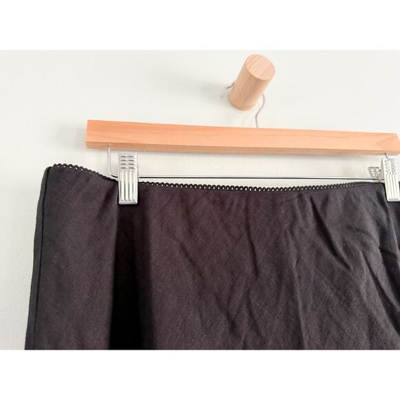 J.Crew | NWT Gwen lace-trim slip skirt in linen in Black | Sz L - Picture 5 of 9